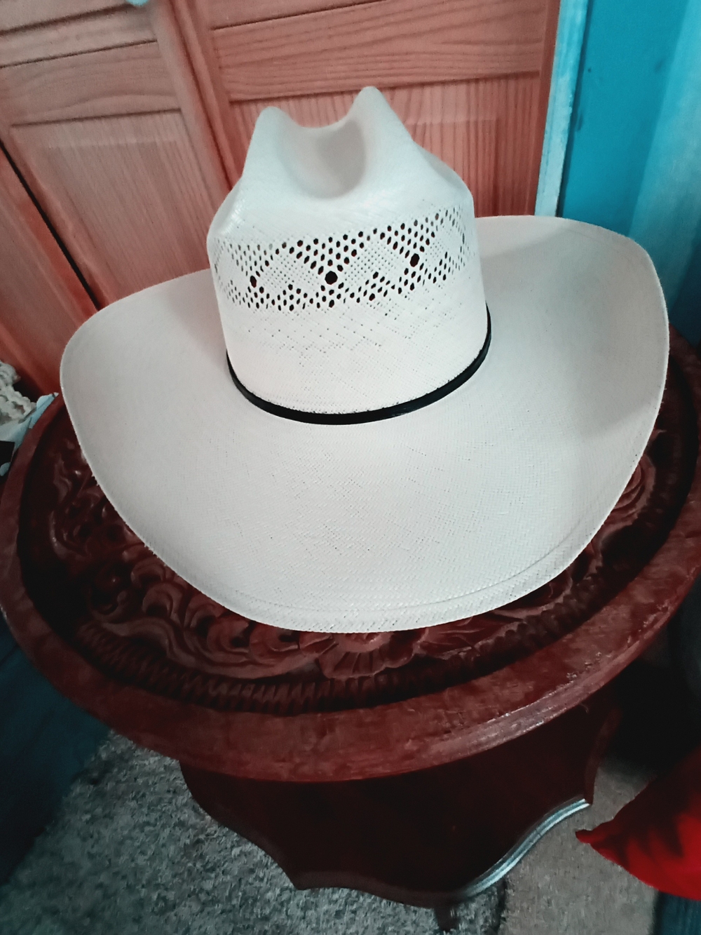 Resistol Men's Cream Straw Western Hat with Black Band